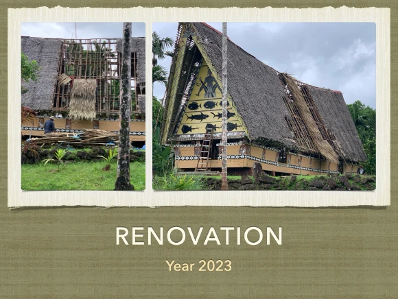 infographic to the renovation of the Bai Rekeai in Aimeliik, Palau