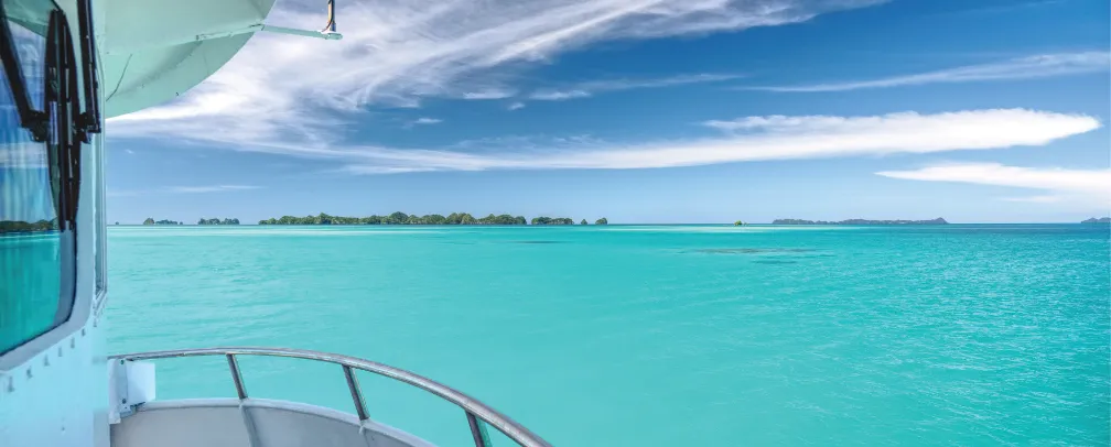 Palau's 70 Islands from the Bow of the Ocean Hunter