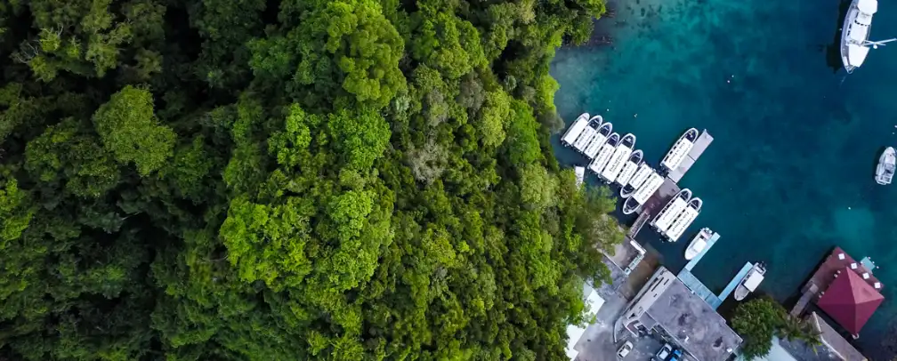 aerial photo of Fish 'n Fins diving centre in Malakal Palau