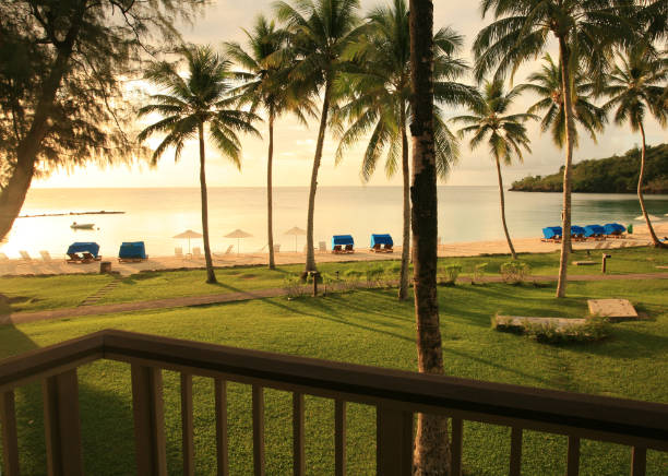 Palau Pacific Resort view over the beach at sunset